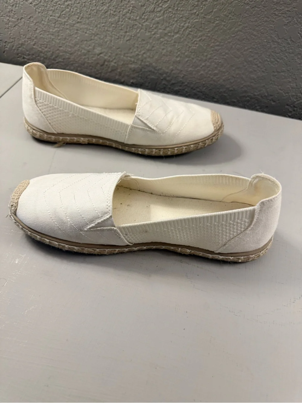 Women's Canvas Espadrille Slip-Ons in Off-White